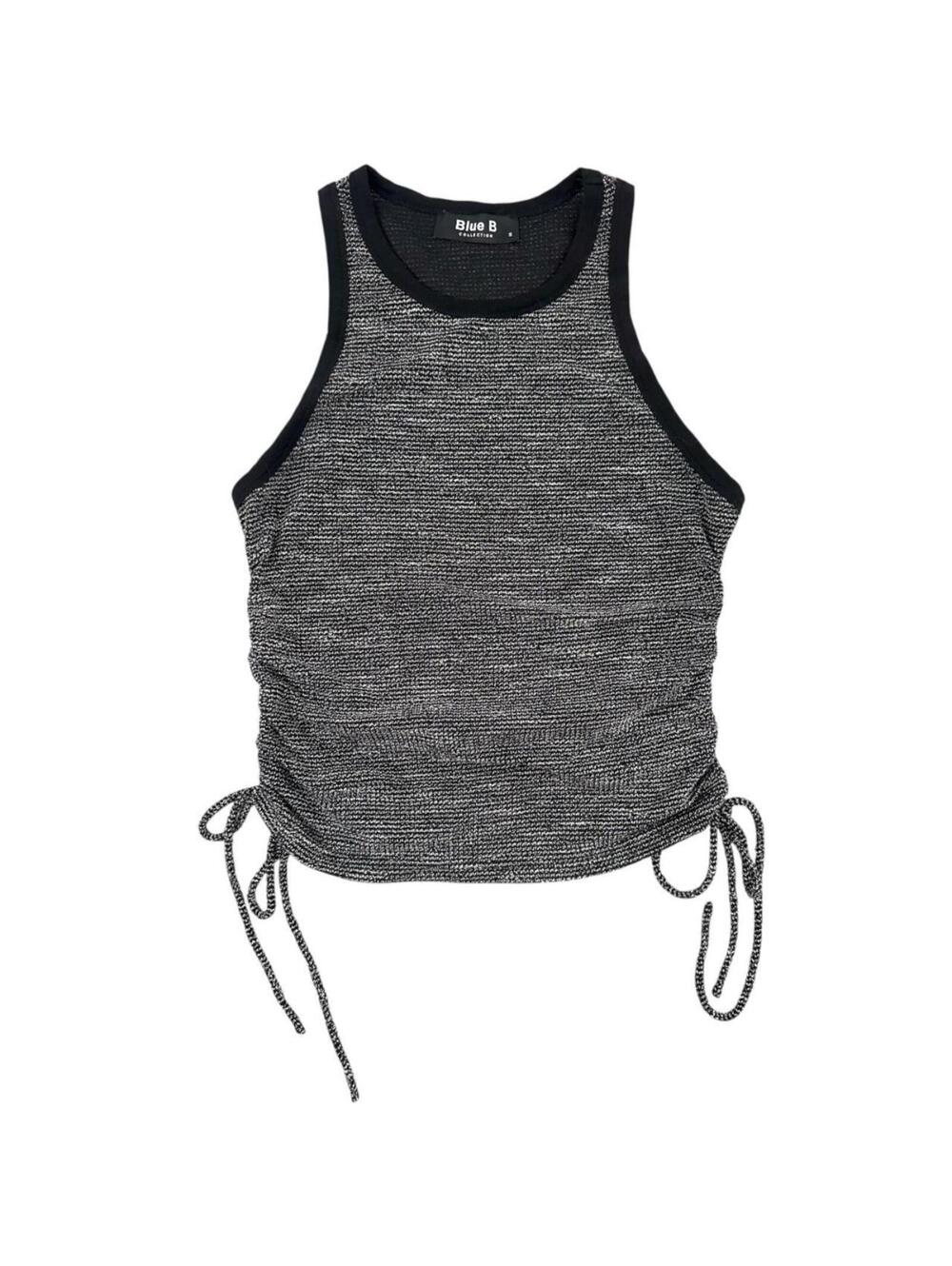 Blue B Heathered Racerback Tank Top with Ruched Drawstring Sides